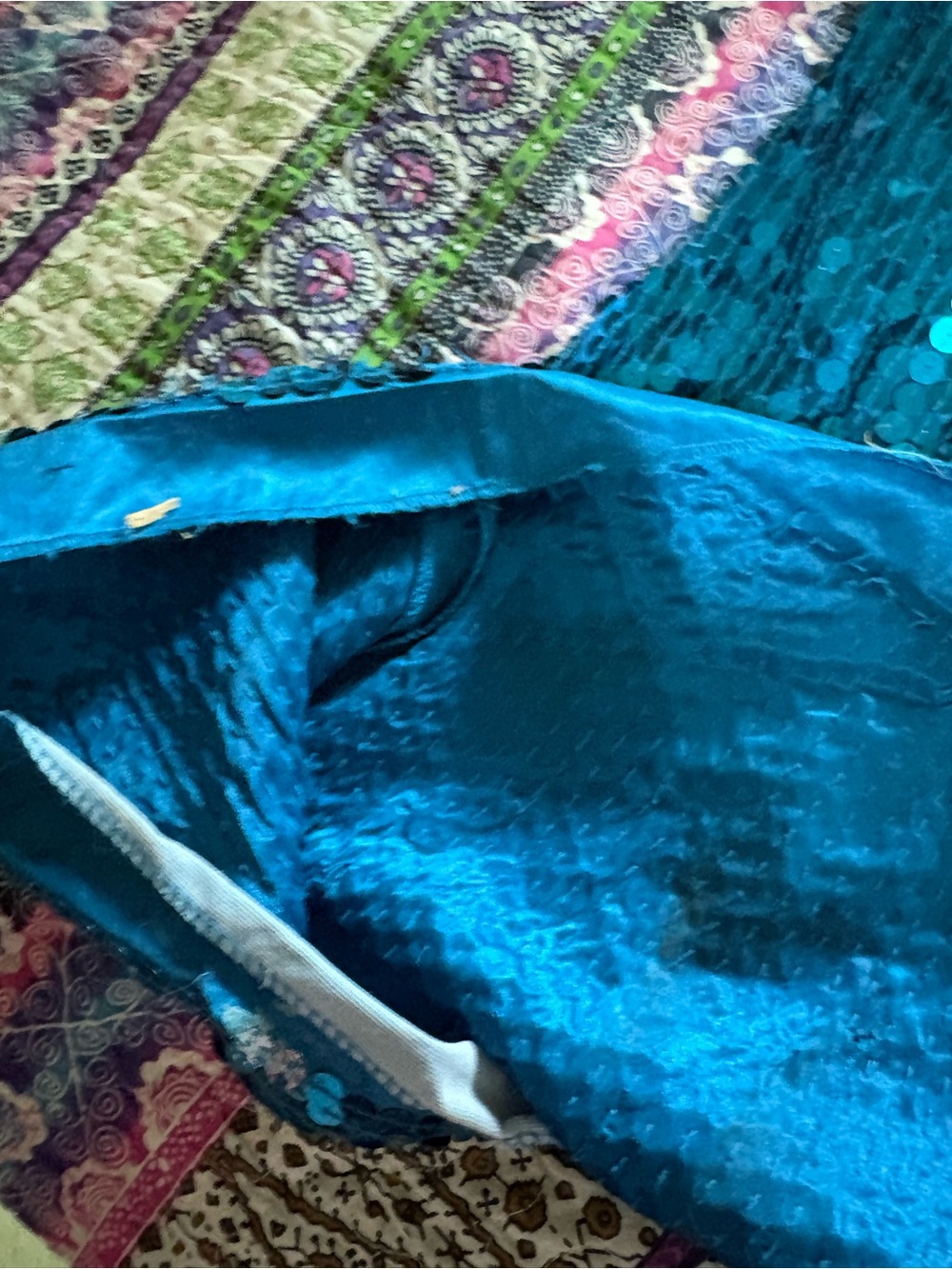 Vintage Adrianna Papell Teal Sequin Maxi Dress - Picture 3 of 10
